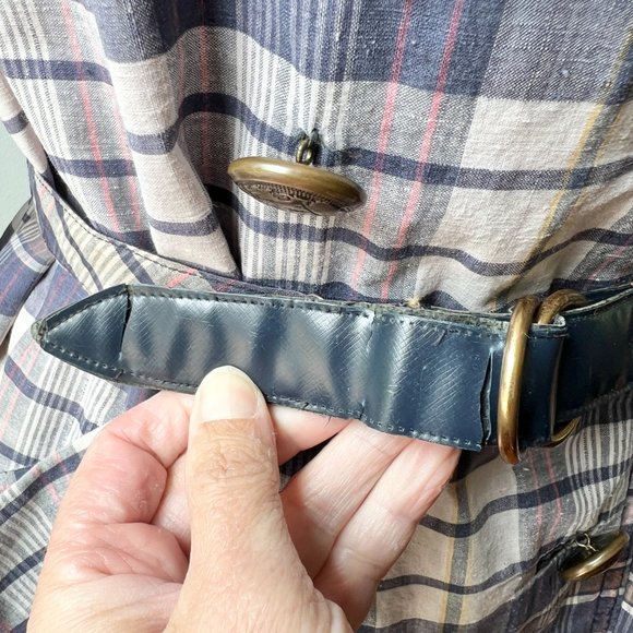 vintage 60s plaid trench coat size med - Picture 7 of 10